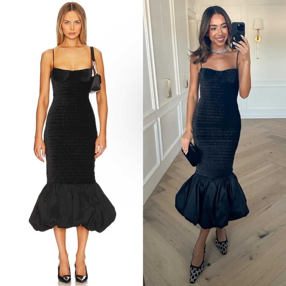 NBD Dahlia Midi Dress in Black size small